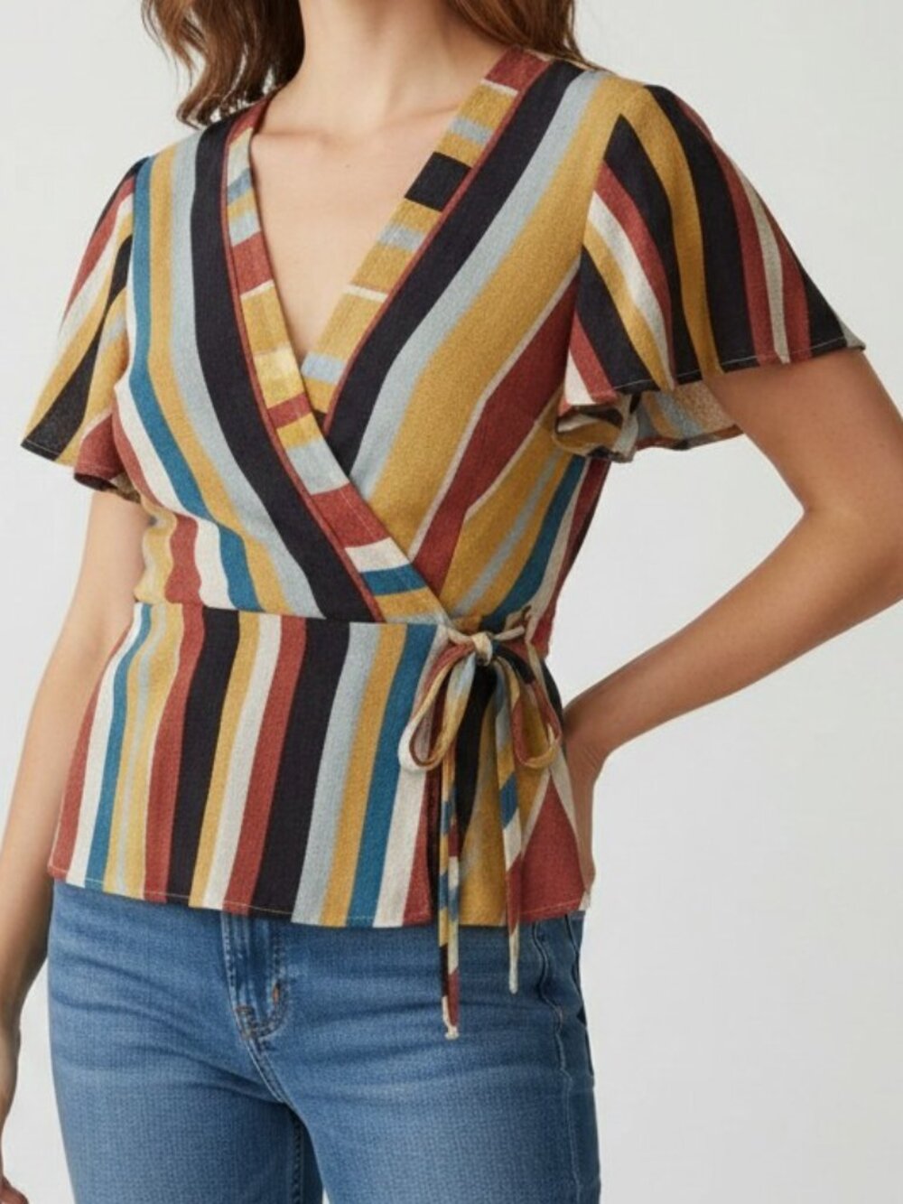 MONTEAU | Los Angeles Multi-Color Striped Blouse